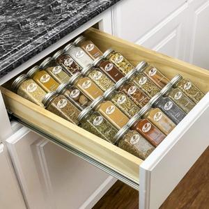 LYNK PROFESSIONAL Spice Drawer Organizer - Heavy Gauge Steel 4 Tier Rack - Drawer Insert Tray for Spice Jars, Herbs and Seasoning - Kitchen Cabinet Storage - Silver Metallic, Medium (10-1/4" Spice Rack Tray - Medium)