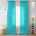 OVZME 2 Panels Sheer Curtains 108 Inches Long, Light Filtering Semi Transparent Lightweight Voile Rod Pocket Window Curtains for for Yard, Patio, Villa, Parlor, W42 x L108, Turquoise