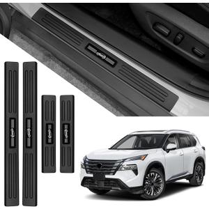 Door Sill Guards Compatible with Nissan Rogue 2021-2025 2026 Accessories ABS Material Door Sill Protector Plate Decoration Front and Rear Door Pedal Kick Protection
