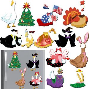 Xuhal 15 Sets Goose Costume Magnet Funny Festival Goose Fridge Magnets for Refrigerators Toolboxes Lockers Home Decoration