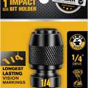 boen 1/4-Inch Drive to 1/4-Inch Hex Socket Adapter, Quick Release Impact Bit Holders, Square Drive Adapter, CR-MO Steel, Deep Embossed Size Marking