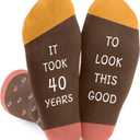 40th Birthday Gifts for Women,Mom Sister Best Friend Wife Girlfriend Grandma Birthday Gifts for Her,Novelty Socks (Brown)