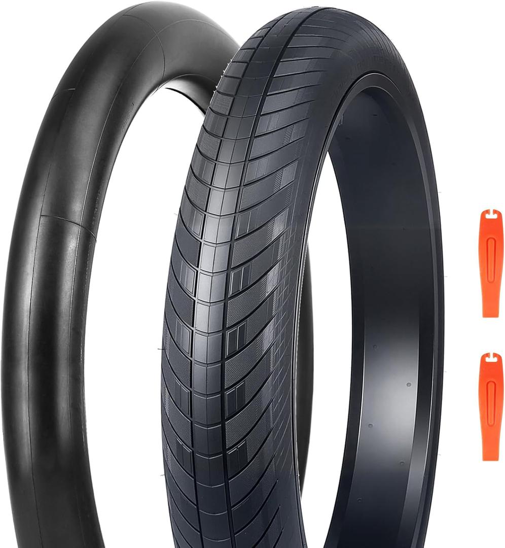 1/2 Pack 20/24/26x3.0 Fat Bike Tires ebike Tires with Tubes MTB Heavy Duty Wear-Resistant E-Bike Mountain Snow Bike Tire 20/24/26 x 3 Fat tireBlack