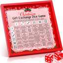 Christmas Exchange Dice Game with One Wooden Tray and Two Red Dice Christmas Games for Group Party Xmas Gift Swap Family Team Building Office White Elephant Party Events