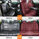 Car Seat Covers Full Set Burgundy, Premium Leather Car Seat Covers, Waterproof and Breathable Seat Covers, Universal Car Seat Protector Fit for Cars, Trucks, SUVs, Pick-ups (Wine Red, FullSet)