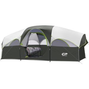 CAMPROS CP 8 Person Camping Tent, Room Divider, Rainfly, Weather Resistant, 168"L x 108"W x 72"H