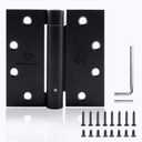 Self Closing Door Hinge 4-1/2 inch Matte Black Auto Close Hinges Adjustable 4 "x 4 " Spring Hinges Door Closer Hinge Square Corner Commercial Auto Self-Closing Hinge 3 Pieces