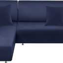 Couch Cover L Shape Sectional Sofa Cover 2-Piece Soft Stretch Sofa Slipcover Furniture Protector Couch Slipcover with 2Pcs Pillowcases (Sofa 3 Seater + 3 Seater, Navy)
