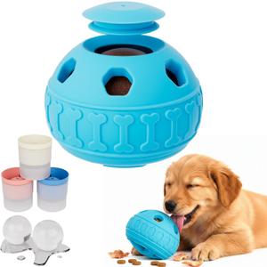 Frozen Treat Dispensing Dog Toys, Enrichment Licking & Puzzle Feeder, Sturdy Rubber Interactive Dog Toys, Dog Chew Toy for Happy, Cool Pups - Reduces Anxiety, Easy to Clean(Blue)