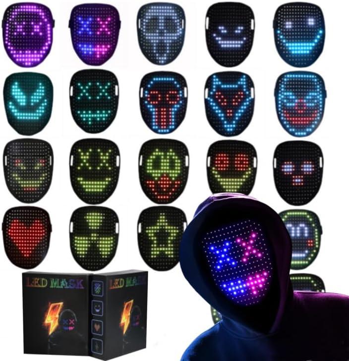 YXYaoZhengYiGeYi LED Mask with Gesture Sensing Transforming for Man/Kids, Unisex Light Up LED Face Cool Masks for Halloween Costume Cosplay Party Masquerade