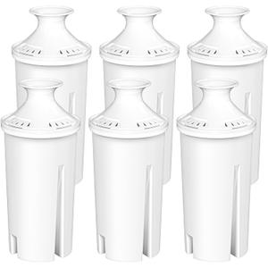 Fil-Fresh 6-Pack Replacements for Brita Water Filter, Pitchers and Dispensers, NSF 53&42 Certified to Reduce Cadmium, Mercury, Copper, Zinc, BPA free, Lasts 2 Months or 40 Gallons