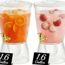 2 PCS 1.6 Gallon Drink dispenser,Plastic Water Dispenser with Detachable Base Iced Juice Container Unbreakable for Wedding Party，Counter Tops, No Mess, Easy to Assemble & Wash