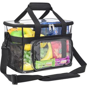 Clear Lunch Bag 20-Can with Adjustment Shouder Strap for Women/Men, Reusable Clear Lunch Box, Clear Tote Bag Stadium Approved for Work,School,Picnic,Security Check