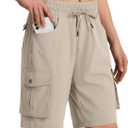 Hugut Women's 9" Hiking Cargo Shorts Quick Dry Lightweight Summer Shorts for Camping Travel Golf 6 Pockets Khaki (Color: Beige) Large