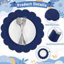 60 Pcs Navy Blue Paper Placemats, 13.5 Inch Graduation Placemat Disposable Scalloped Place Mat Round Table Place Mats Decorative Paper for Graduation Celebration Birthday Wedding Banquet Holiday