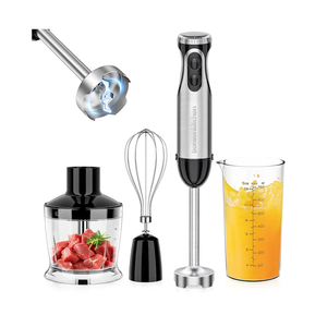 Bonsenkitchen 4-in-1 Immersion Blender Handheld, 20 Speeds Hand Blender with Turbo Mode, Stainless Steel Blade, Egg Whisk, Beaker & Chopper Bowl, Stick Mixer for Soup, Smoothie, Puree, Baby Food
