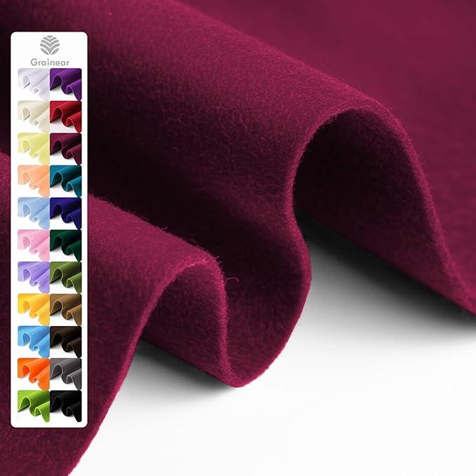Wine Red Soft Felt Fabric Sheet - 1.6mm Thickness 18" X 36" Square Flexible Craft Felt by The Yard Soft Durable Felt Sheets for DIY Sewing Cushion Art Craft Project Supplies