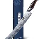 HOSHANHO Carving Slicing Knife, 12 Inch Japanese High Carbon Steel Brisket Knife with Ergonomic Pakkawood Handle, Razor Sharp Curved Butcher Breaking Knives for Meat Cutting