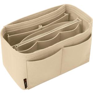 OMYSTYLE Purse Organizer Insert, Felt Tote Bag Organizer Insert with 5 Sizes, Handbag Dividers for Inside Purse, Compatible with Longchamp, Neverful, Speedy and More (Regular Medium, Beige)