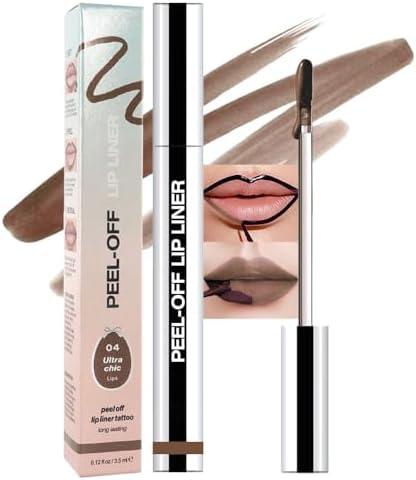 Pack of 3, Hxssll Matte Lip Gloss Stain-Peel Off Lip Liner Tattoo, Light Taupe Lip Tint，Long Lasting Peel Off Lip Stain, Waterproof Transfer-proof Lip Mask Lip Liner Peel Off Lip Gloss,Stayn Lip Makeup. #04