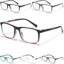 6 Pack Reading Glasses for Men Blue Light Blocking Glasses Lightweight Spring Hinge Computer Readers Men Women, Magnification Strength: 0.0 Diopters