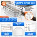 Multi-Purpose Refrigerator Bins - 4 Pieces Usable And Stackable Design Fridge Bin Organizer With Easy Grip Handles - Clear