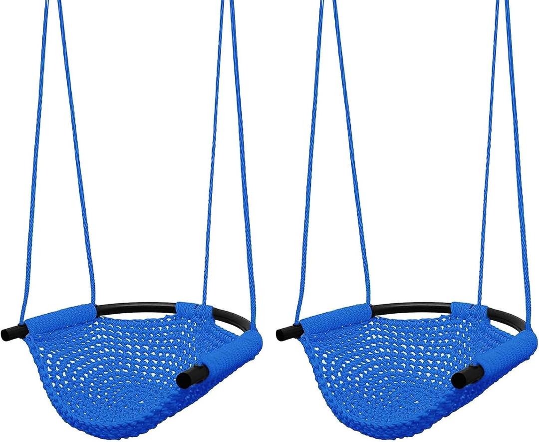 JKsmart 2 Pack Kids Swing Seat, Heavy Duty Rope Play Secure Children Swing Set, Toddler Swing Chair for Outdoor/Indoor/Playground/Home/Tree, with Snap Hooks and Swing Straps,440 lbs Capacity,Blue