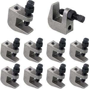 Top Beam Clamps, UNC 3/8" Iron Safety Rod Beam Clamp, 3/4" Jaw Opening, Beam Wall Ceiling Mount Vertical Piping Support-Clamp for Copper, PVC Tubing, 10 Packs