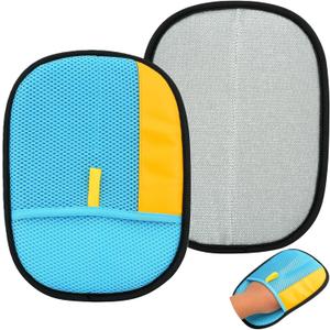 QSYZAIL Pet Hair Removal Glove,Thickened Electrostatic Grooming Gloves for Cats and Dogs,Reusable Pet Hair Remover for Couch,Furniture,Car Seats,Clothing & Carpet (Blue,2 Pcs)