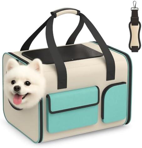 Small Dog Travel Carrier Bag - Soft Sided Pet Travel Carrier for up to 15LBS Small Dogs - Breathable and Comfortable for Car Trip Camping Outdoor Vet Hospital