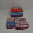 WONGS BEDDING Bohemian Quilt Set Queen Size, Boho Striped Pattern Quilts Bedspread Set for All Season, Soft Microfiber Bedding Coverlet Set 96"x90"(3 Pieces, Queen) (Queen(96"x90"), Blue Red)