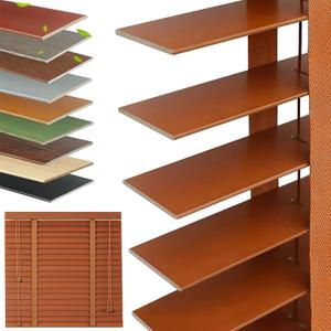 Wood Blinds for Home, Horizontal Privacy Wooden Blinds with 2 Inch Slats, Cordless Room Darkening Roller Shades for Interior Windows (Brown) 3ftx1/2 ft