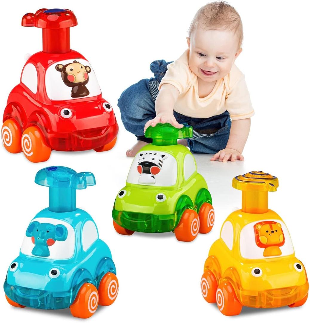 4 PCS Inertia Animal Car for 1 Year Old Boy and Girl|Toddler Toys Age 1-2|1 Year Old Boy Gifts for 1st Birthday|Baby Toys 12-18 Months