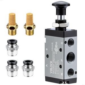 4R210-08 Push Pull Valve 5/2 Way 1/4"NPT Air Valve for Cylinder