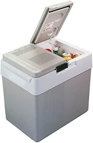 Koolatron Electric Portable Cooler Plug in 12V Car Cooler/Warmer, 33 qt (31 L),No Ice Thermo Electric Portable Fridge for Camping, Travel Road Trips Trucking with 12 Volt DC Power Cord, Gray/White.