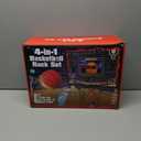 Basketball Hoop for Kids, 4 in 1 Kids Basketball Hoop and T Ball Set with Hanging Baseball Hoop, Toddler Basketball Toys, 2.98-5.8ft Adjustable Basketball Set for Indoor & Outdoor Backyard Sport Game