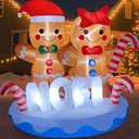5.5FT Christmas Inflatable Gingerbread 5.5FT Gingerbread Man Inflatable Christmas Outdoor Decoration Xmas Gingerbread Blow Up Decor with Built-in 4 LED for Yard Garden Lawn(with Storage Bag)