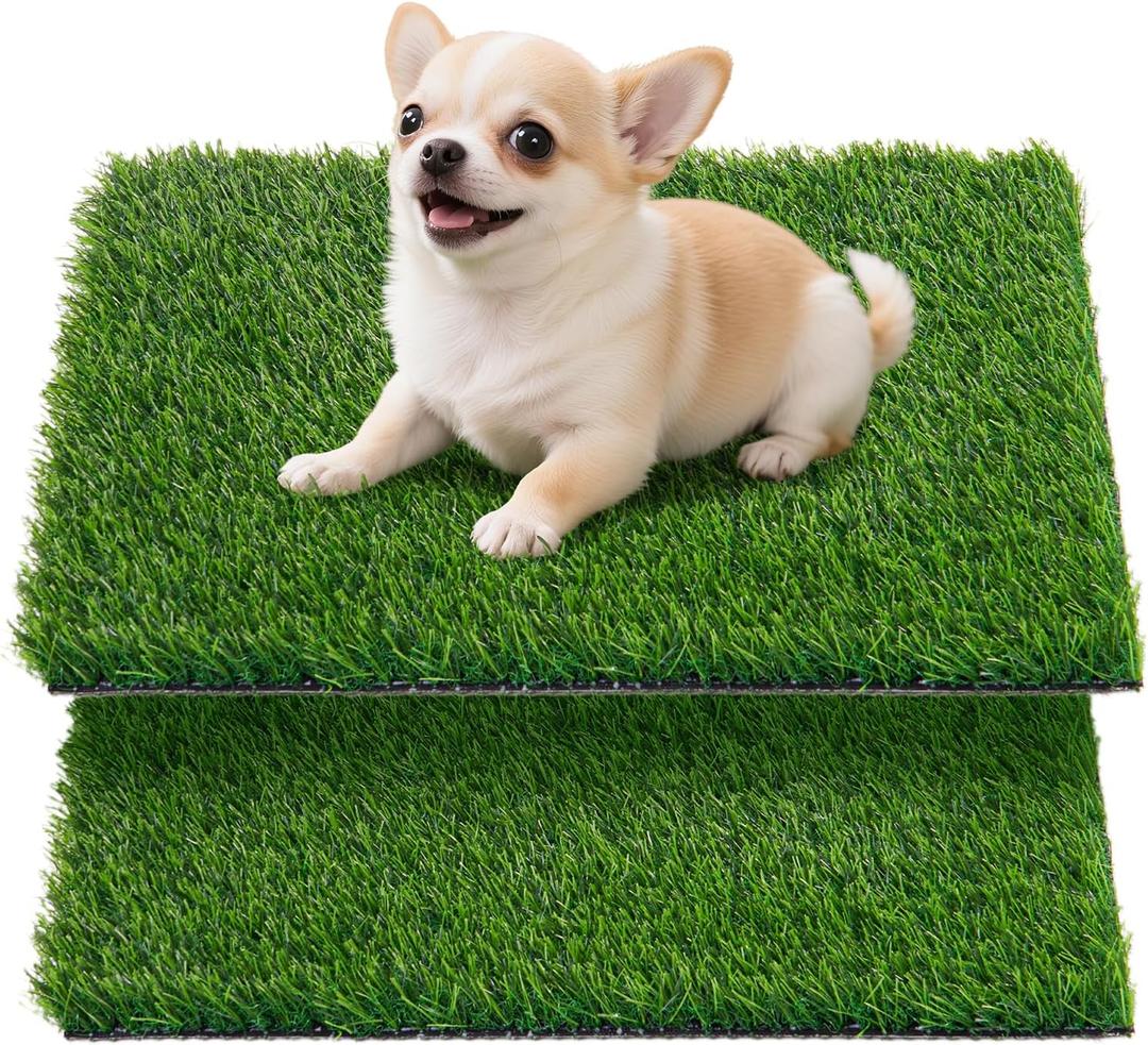 Artificial Pee Grass Pad for Dogs, Fake Grass Replacement Pads for Dog Potty Tray Training Pet Turf, Indoor and Outdoor Mat- 2 Packs (14" x 18")