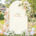 Beige Arch Backdrop Covers, 6FT Polyester Fitted Wedding Arch Stand Cover Round Top Chiara Stretchy Arch Backdrop Cover for Birthday Party Ceremony Banquet Decoration