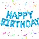 KatchOn, Blue Happy Birthday Balloons - 16 Inch | Blue Happy Birthday Decoration Banner for Birthday Party Decorations | Happy Birthday Foil Balloons for Blue Birthday Decorations