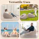 Realspring Inflatable Bean Bag Chairs Outdoor Blow up Camping Chairs Inflatable Lazy Sofa Folding Portable Bean Bag Loungers Couch for Movie Night(Coffee,2 Pcs)