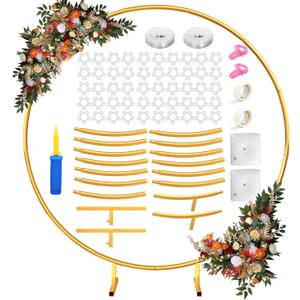 Round Backdrop Stand 6.6ft, Stable Gold Circle Balloon Arch Stand Metal Arch Backdrop Stand for Wedding Birthday Party Baby Shower Decoration(6.6FT)