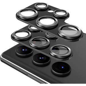 Suoman 2-Pack for Samsung Galaxy S22 Ultra 5G Lens Protector, 9H Tempered Glass, Glitter Diamond Metal Protective Cover [Does not Affect Night Shots] - Black