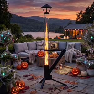 55.85" Patio Pellet Heater, Pellet Torch Patio Heater
Glass Tube Flame | Portable Tripod Design with Ash Tray |360° Flame View for Patio, Backyard, Garden
