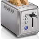Hamilton Beach 2 Slice Toaster with Extra-Wide Slots, Bagel Setting, Toast Boost, Slide-Out Crumb Tray, Auto-Shutoff & Cancel Button, Digital with Defrost Function, Stainless Steel (22796)