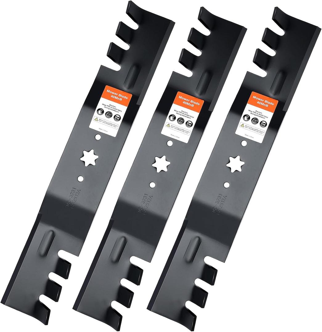 Grasscool 942-0677B Mower Blades with 6-Star Mounting Pattern for Cub Cadet 54 Inch Deck Mower RZT54 RZT-S54 SLT1554 GT1554 LGT1054 GT1054 GTX1054 T310 54'' Zero Turn Lawn Tractor (Toothed Mulching)