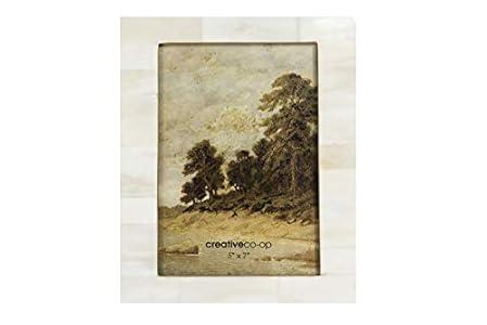 Creative Co-Op White Resin Beige Accents (Holds 5" x 7" Picture Frames and Photo Holders