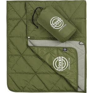 STOVER Multipurpose Outdoor Fleece Blanket for Stadium, Camping, Picnics, Beaches - Wearable, Windproof and Water Resistant (Green)