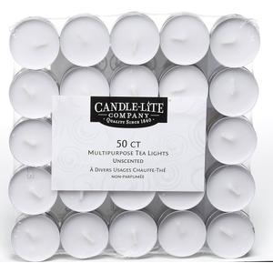 Candle lite 4231595 White Unscented Tea Lights 50 Count