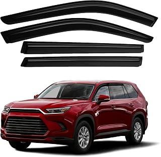 Canvcle Grand Highlander Rain Guards-Window Visors for Toyota Grand Highlander 2024 2025 2026, Outside-Mount Tape-On Side Window Wind Deflectors for Car Accessories Vent Visors Rainproof Black
